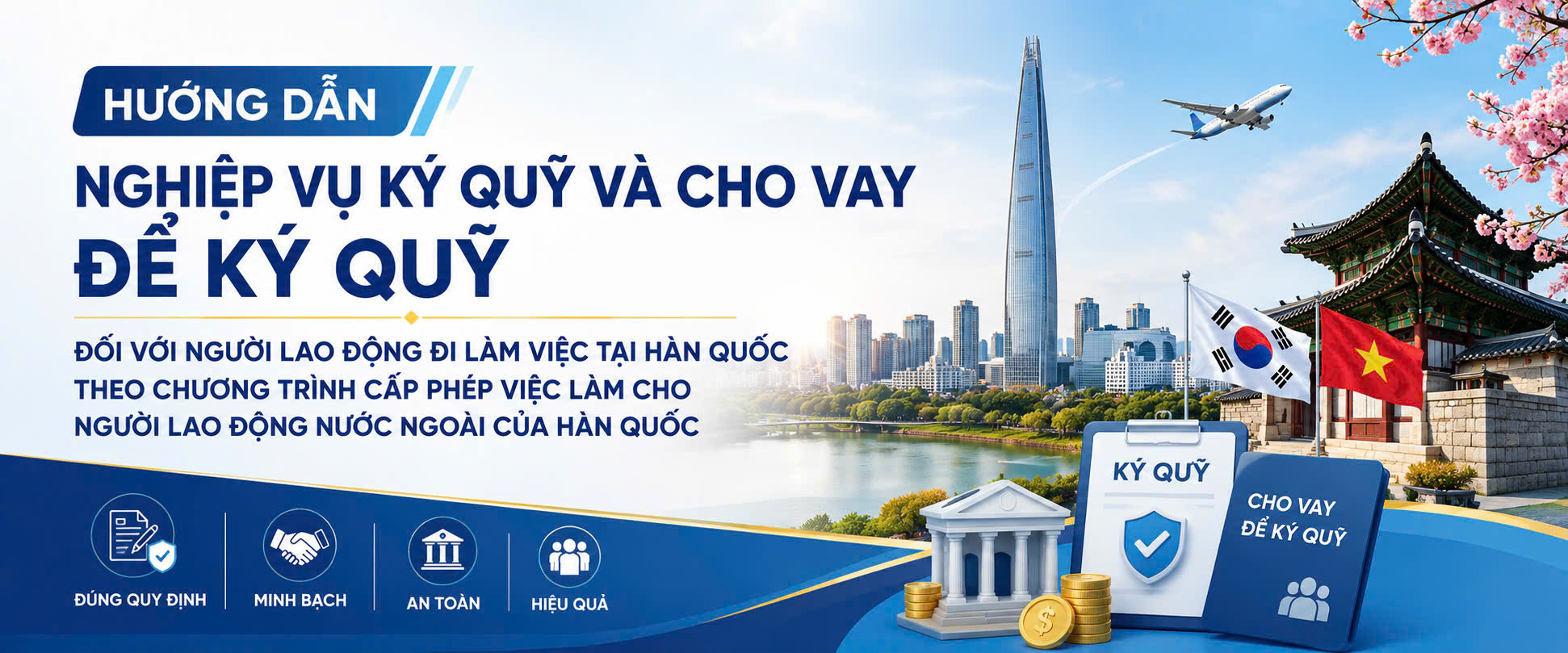 Hướng dẫn Nghiệp vụ ký quỹ và cho vay để ký quỹ đối với người lao động đi làm việc tại Hàn Quốc theo Chương trình cấp phép việc làm cho người lao động nước ngoài của Hàn Quốc